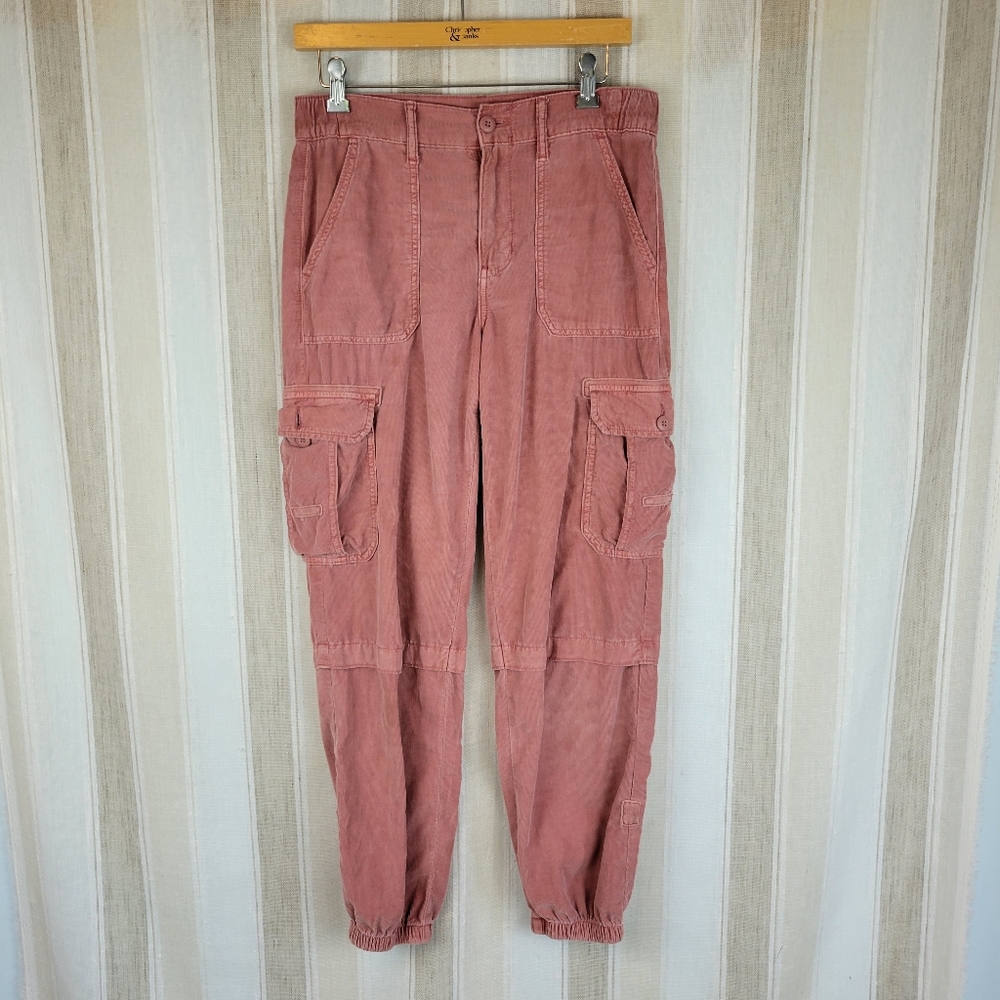 American Eagle Real Good Corduroy Cargo Baggy Joggers Pants Pink‎ Size 4